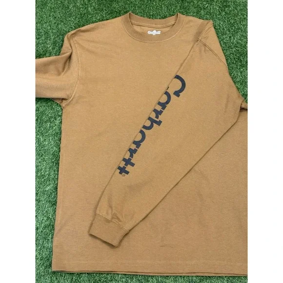 Carhartt Shirt Mens Medium Tan Work Wear Loose Fit Long Sleeve Base Layer - Picture 3 of 12